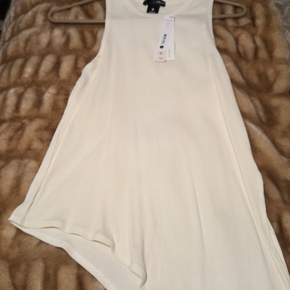 Aqua Cream Ribbed Tank Top
